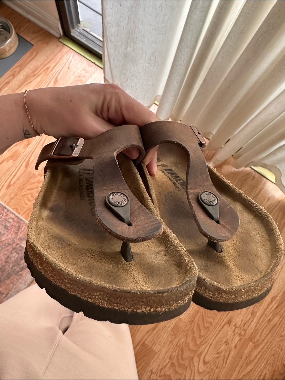 Birkenstock Brown Leather Thong Sandals